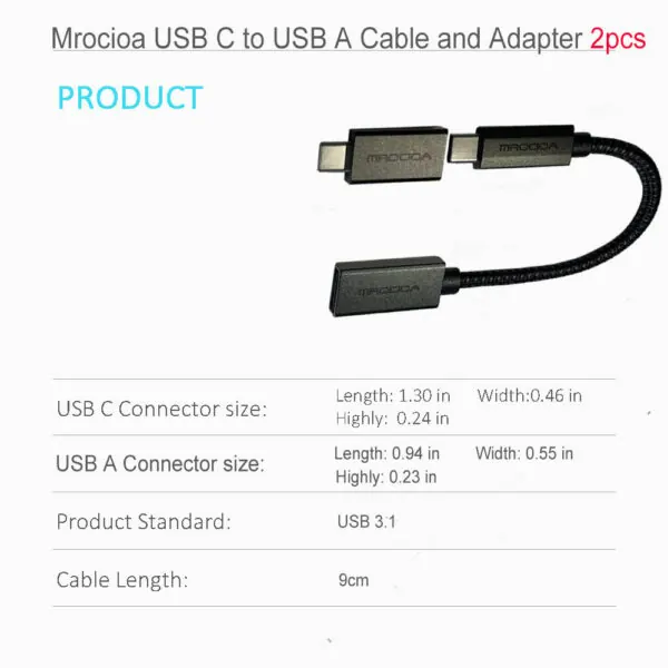 usb to usb c adapter Dimension