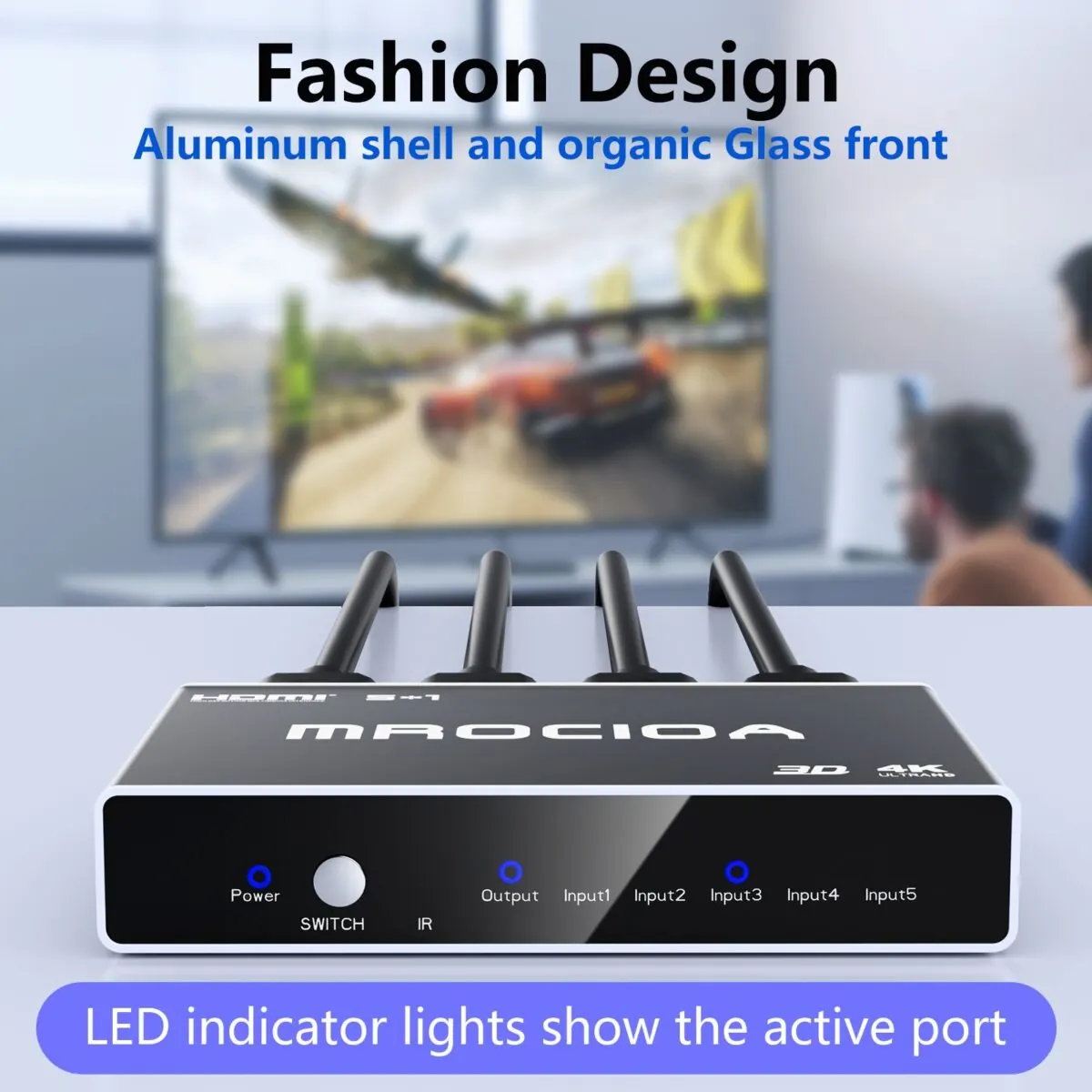 MROCIOA HDMI switch with aluminum shell and acrylic panel