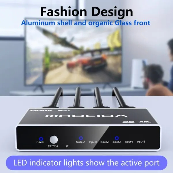 MROCIOA HDMI switch with aluminum shell and acrylic panel