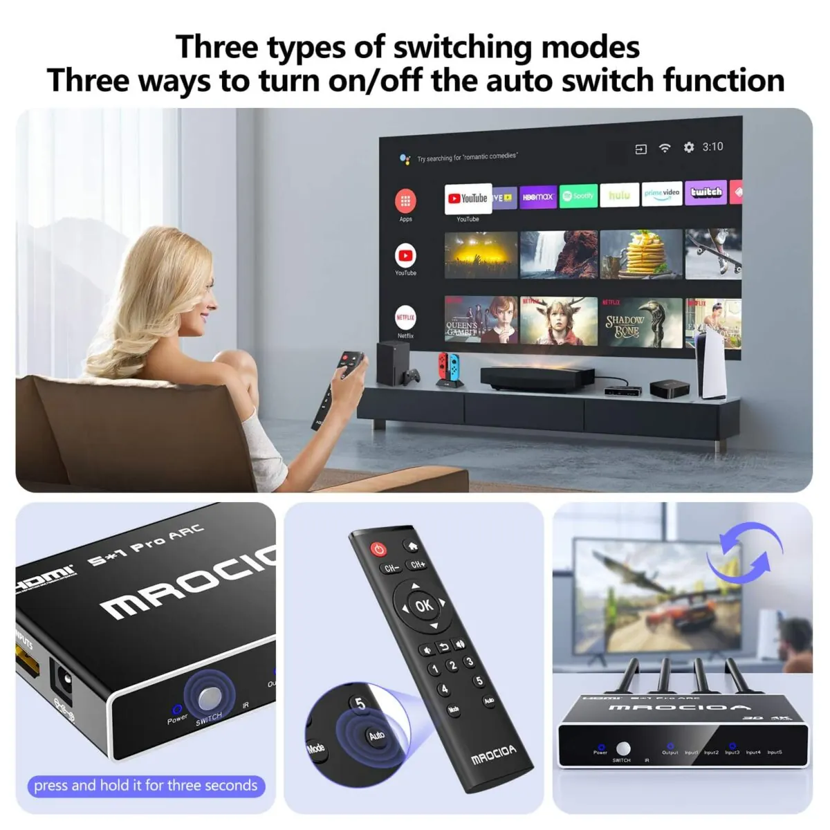 5 in 1 out hdmi switcher
