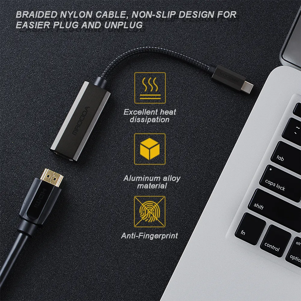HDMI to USB C Adapter 15cm Aluminum Housing for Laptop