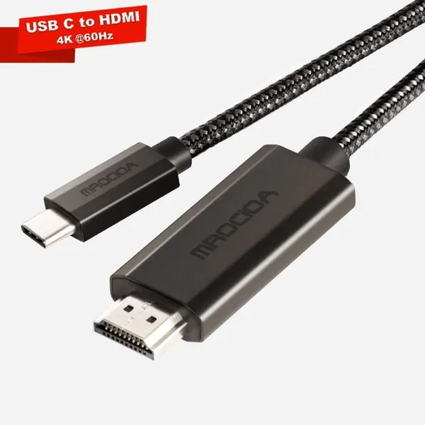USB-C to HDMI Adapter 6 Feet – 4K UHD Cable for Laptop, MacBook, iPad, TV, Monitor, Projector