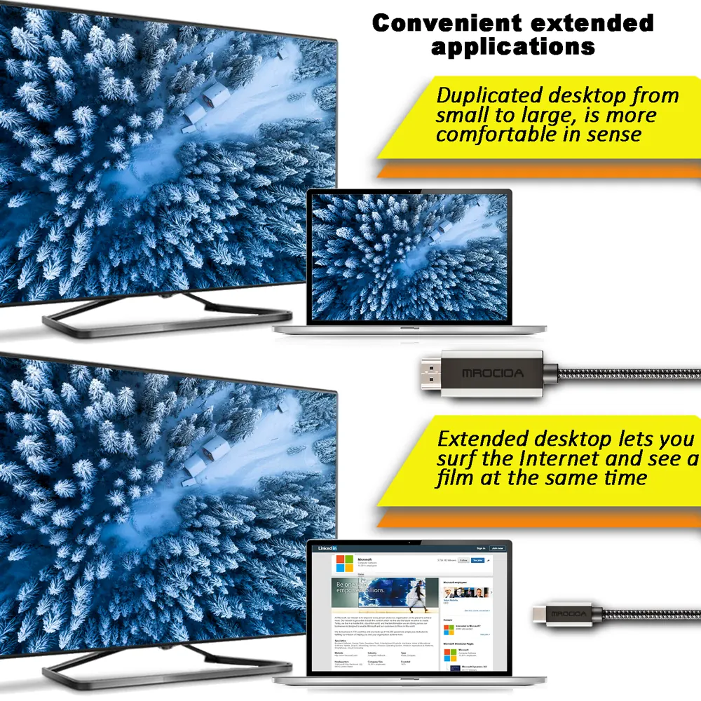 USB-C to HDMI Adapter – Mirror and Extend Display Modes