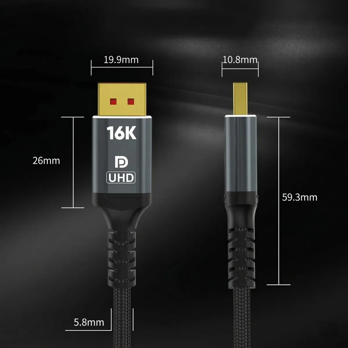 16K displayport cable, Display Port Cable 6.6ft, 54Gbps DP Cable