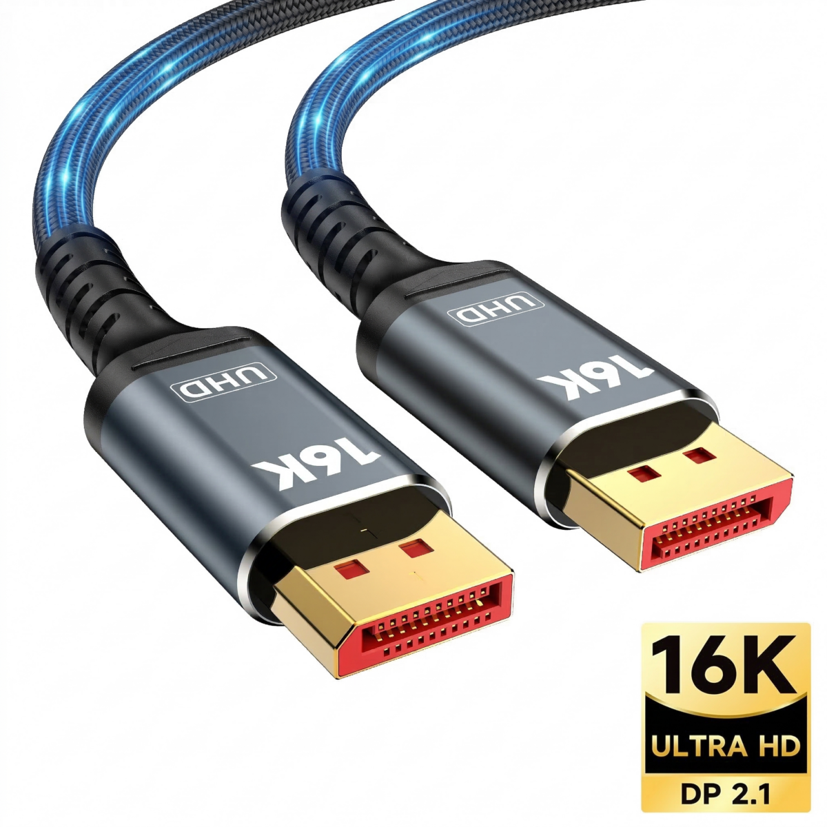 16K displayport cable, Display Port Cable 6.6ft, 54Gbps DP Cable - Image 1