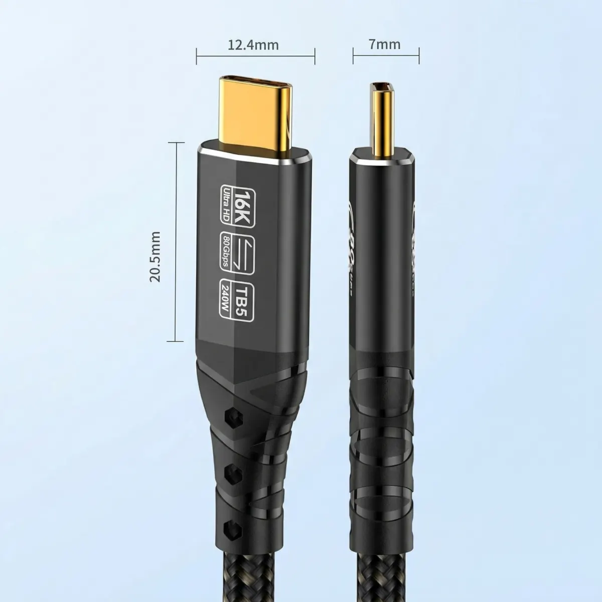 Thunderbolt 5 Cable 3.3FT, High-Speed USB C Cable, 120Gbps Bandwidth, Supports 16K / Dual 8K Displays, 240W Fast Charging