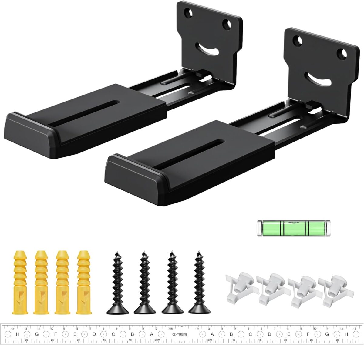 Universal Adjustable Soundbar Wall Mount Bracket, Heavy Duty Steel Soundbar Shelf, Dolby Atmos Compatible, Depth Adjustable 4"–7.3", Holds Up to 66 lbs, All Hardware Included No Extra Nails Needed - Image 2