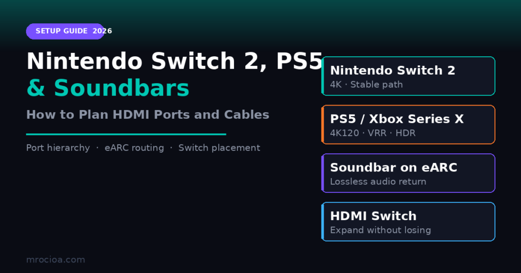 Nintendo Switch 2, PS5 and soundbar HDMI switch setup guide 2026