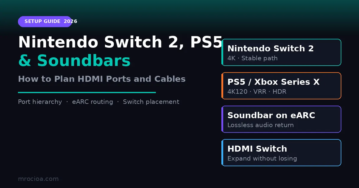 Nintendo Switch 2, PS5 and soundbar HDMI switch setup guide 2026